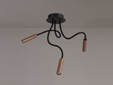 Ursemsen Ceiling, 3 Light Adjustable Arms, 3 x 5W LED Dimmable, 3000K, 930lm, Black/Satin Copper, 3yrs Warranty