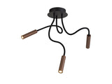 Ursemsen Ceiling, 3 Light Adjustable Arms, 3 x 5W LED Dimmable, 3000K, 930lm, Black/Satin Copper, 3yrs Warranty