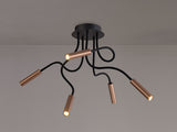 Ursemsen Ceiling, 5 Light Adjustable Arms, 5 x 5W LED Dimmable, 3000K, 1550lm, Black/Satin Copper, 3yrs Warranty