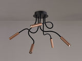 Ursemsen Ceiling, 5 Light Adjustable Arms, 5 x 5W LED Dimmable, 3000K, 1550lm, Black/Satin Copper, 3yrs Warranty