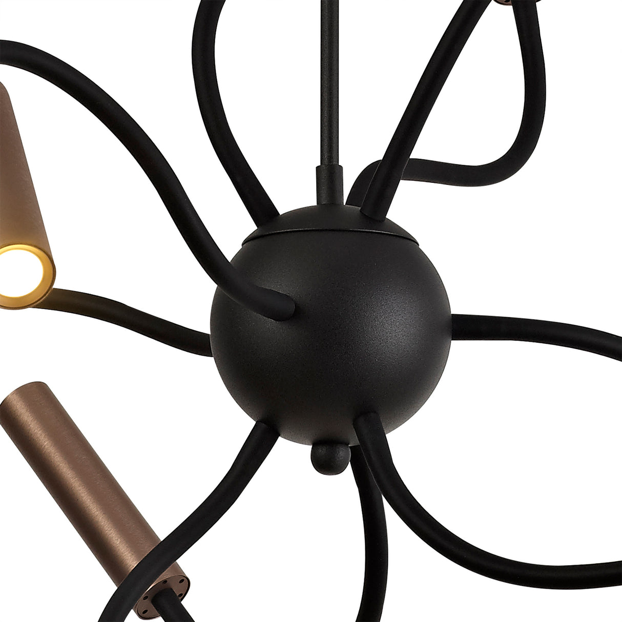 Ursemsen Sputnik Pendant, 9 Light Adjustable Arms, 9 x 4W LED Dimmable, 3000K, 2250lm, Black/Satin Copper, 3yrs Warranty