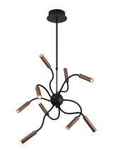 Ursemsen Sputnik Pendant, 9 Light Adjustable Arms, 9 x 4W LED Dimmable, 3000K, 2250lm, Black/Satin Copper, 3yrs Warranty