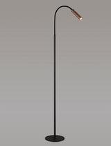 Ursemsen Floor Lamp, 1 Light Adjustable Switched, 1 x 7W LED, 3000K, 436lm, Black/Satin Copper, 3yrs Warranty