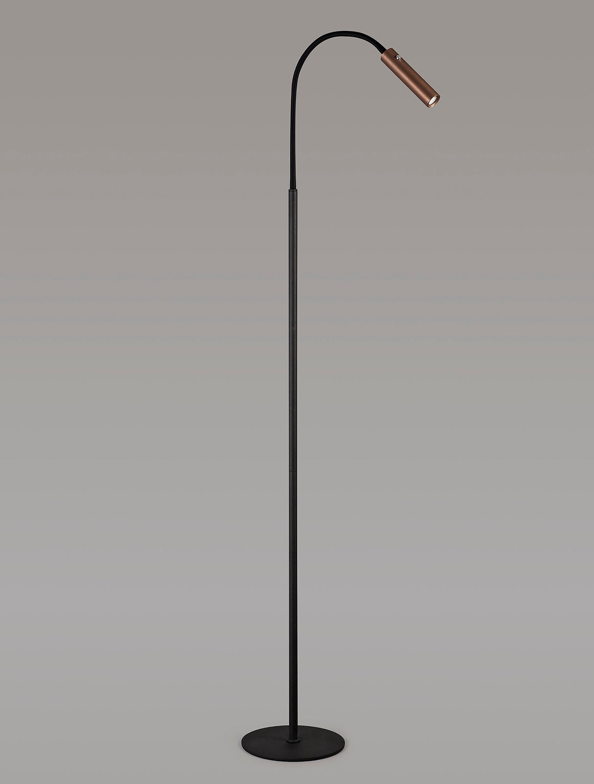 Ursemsen Floor Lamp, 1 Light Adjustable Switched, 1 x 7W LED, 3000K, 436lm, Black/Satin Copper, 3yrs Warranty