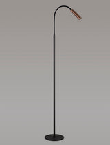 Ursemsen Floor Lamp, 1 Light Adjustable Switched, 1 x 7W LED, 3000K, 436lm, Black/Satin Copper, 3yrs Warranty