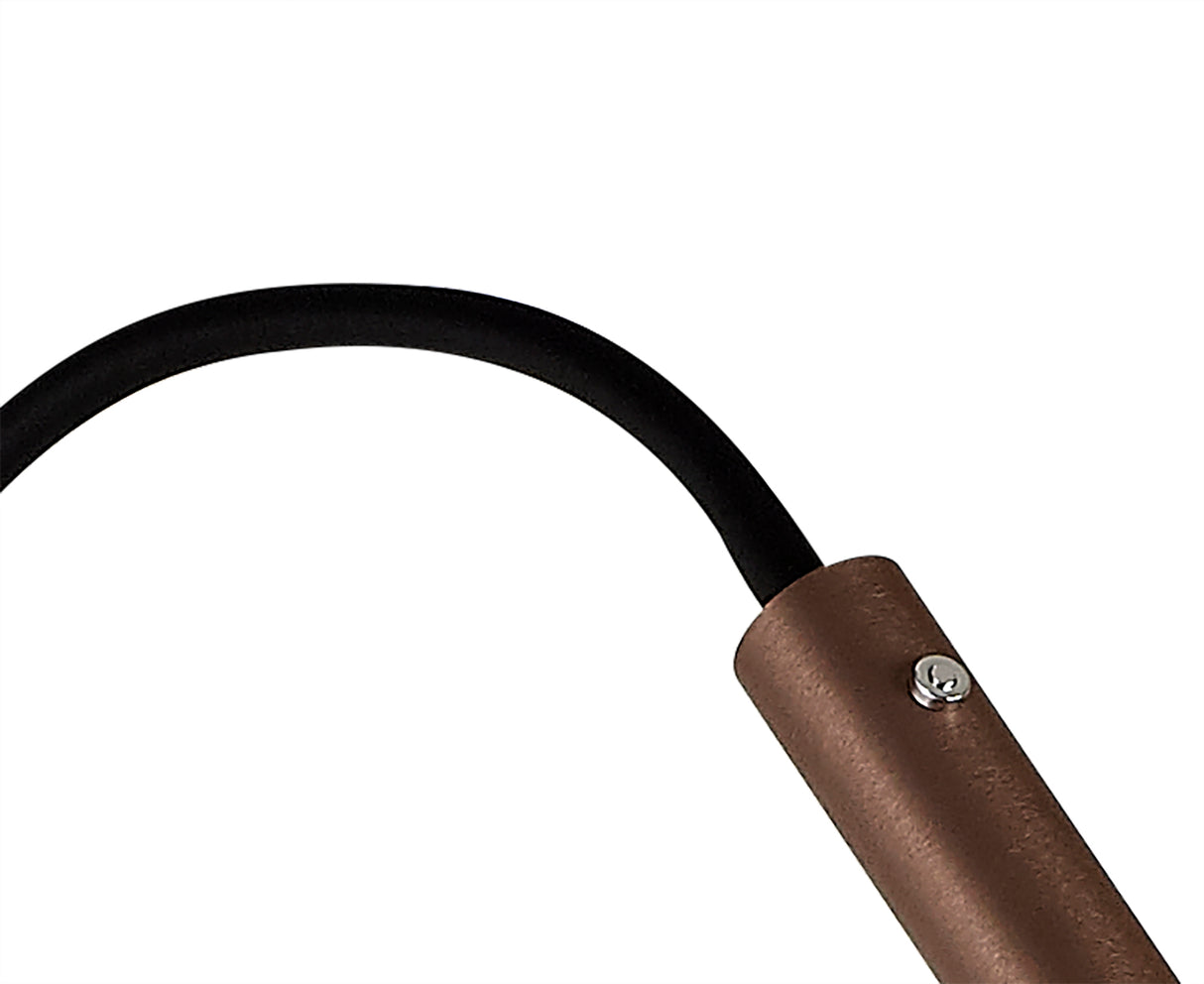 Ursemsen Floor Lamp, 1 Light Adjustable Switched, 1 x 7W LED, 3000K, 436lm, Black/Satin Copper, 3yrs Warranty