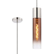 Usher Pendant With Tubular Glass, 1 x E27, Polished Nickel/Copper Fade/Dark Grey Braided Cable