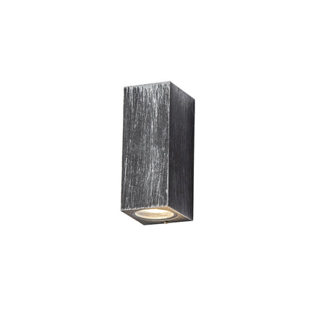 Vincent Rectangle Wall Lamp, 2 x GU10, IP54, Black/Silver