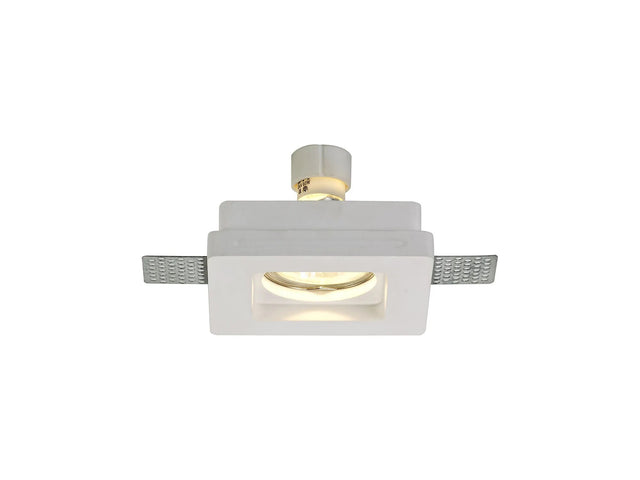 Waldron Square Stepped Recessed Spotlight, 1 x GU10, White Paintable Gypsum
