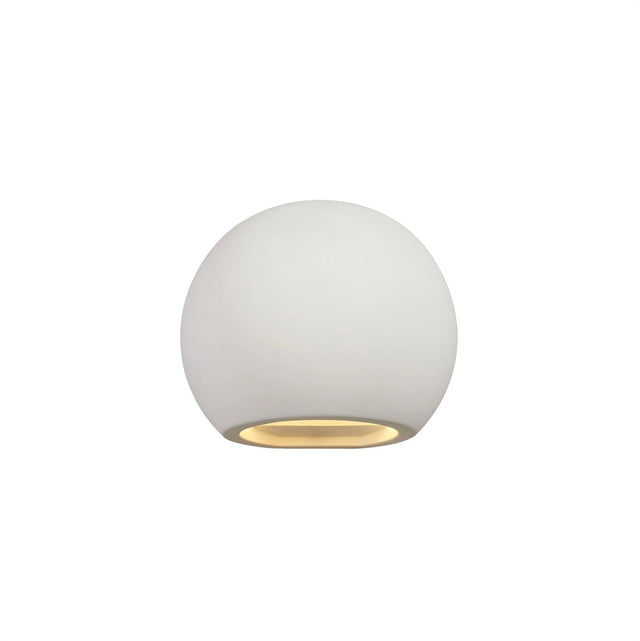 Waldron Round Ball Up & Down Wall Lamp, 1 x G9, White Paintable Gypsum