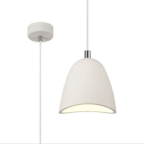 Waldron Medium Pendant, 1 x E27, White Paintable Gypsum