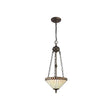 Wearne 2 Light Uplighter Pendant E27 With 30cm Tiffany Shade, Amber/Cream/Crystal/Aged Antique Brass