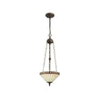 Wearne 3 Light Uplighter Pendant E27 With 30cm Tiffany Shade, Amber/Cream/Crystal/Aged Antique Brass