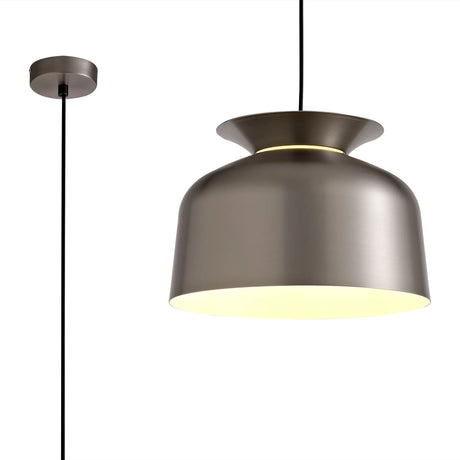 Weir Single Pendant, 1 Light Adjustable E27, Satin Nickel