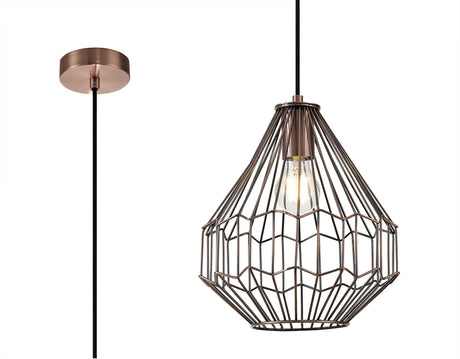 Whitfield Small Pendant, 1 x E27, Antique Copper/Black