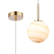 Whitley 12cm Adjustable Pendant, 1 Light G9, IP44, Brass Gold/Brown Round Marble Effect Glass