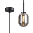 Whitley 9cm Adjustable Pendant, 1 Light G9, IP44, Satin Black/Smoke Smooth Tubular Glass
