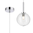 Whitley 12cm Adjustable Pendant, 1 Light G9, IP44, Polished Chrome/Clear Ribbed Round Glass