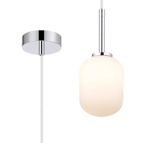 Whitley 9cm Adjustable Pendant, 1 Light G9, IP44, Polished Chrome/Opal Smooth Tubular Glass