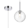 Whitley 12cm Adjustable Pendant, 1 Light G9, IP44, Polished Chrome/Clear Swirl Round Glass
