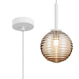 Whitley 12cm Adjustable Pendant, 1 Light G9, IP44, Satin White/Amber Ribbed Round Glass