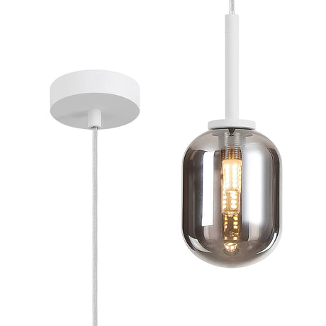 Whitley 9cm Adjustable Pendant, 1 Light G9, IP44, Satin White/Smoke Smooth Tubular Glass
