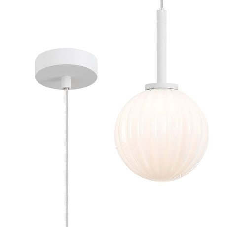 Whitley 12cm Adjustable Pendant, 1 Light G9, IP44, Satin White/Opal Round Segment Glass