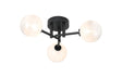 Whitley 44.5cm Semi Flush Ceiling Round, 3 Light G9, IP44, Satin Black/White/Clear Two-Tone Snow Specks Round Glass