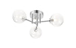 Whitley Round Semi Flush Ceiling 3 Light IP44 Polished Chrome/Clear Swirl Round Glass