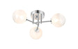 Whitley Round Semi Flush Ceiling 3 Light IP44 Polished Chrome/White Two-Tone Snow Specks Round Glass