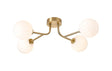 Whitley Linear Semi Flush Ceiling, 4 Light G9, IP44, Brass Gold/Opal Round Segment Glass