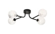 Whitley Linear Semi Flush Ceiling 4 Light IP44 Satin Black/Clear Cross Pattern Round Glass