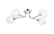 Whitley Linear Semi Flush Ceiling 4 Light IP44 Polished Chrome/Clear Dune Effect Round Glass
