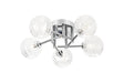 Whitley Round Semi Flush Ceiling 5 Light IP44 Polished Chrome/Clear Dune Effect Round Glass