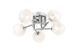 Whitley Round Semi Flush Ceiling 5 Light IP44 Polished Chrome/White Two-Tone Snow Specks Round Glass