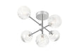 Whitley Semi Flush Ceiling 5 Light Tiered Adjustable Arms IP44 Polished Chrome/Clear Dune Effect Round Glass
