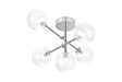 Whitley Semi Flush Ceiling 5 Light Tiered Adjustable Arms IP44 Polished Chrome/Clear Swirl Round Glass