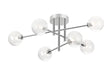 Whitley Semi Flush Ceiling 6 Light Tiered IP44 Polished Chrome/Clear Swirl Round Glass