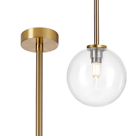 Whitley Telescopic Pendant 1 Light IP44 Brass Gold/Clear Smooth Round Glass