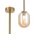 Whitley Telescopic Pendant 1 Light IP44 Brass Gold/Amber Smooth Tubular Glass