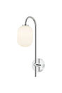 Whitley Curved Arm Wall Lamp 1 Light IP44 Polished Chrome/Opal Smooth Tubular Glass