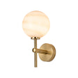 Whitley Medium Arm Wall Lamp 1 Light IP44 Brass Gold/Brown Round Marble Effect Glass