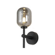 Whitley Medium Arm Wall Lamp 1 Light IP44 Satin Black/Smoke Smooth Tubular Glass