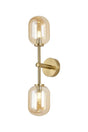 Whitley Medium Arm Wall Lamp 2 Light IP44 Brass Gold/Amber Smooth Tubular Glass