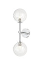 Whitley Medium Arm Wall Lamp 2 Light IP44 Polished Chrome/Clear Swirl Round Glass