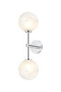 Whitley Medium Arm Wall Lamp 2 Light IP44 Polished Chrome/White Two-Tone Snow Specks Round Glass