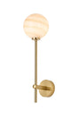 Whitley Tall Arm Wall Lamp 1 Light IP44 Brass Gold/Brown Round Marble Effect Glass