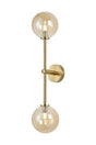 Whitley Tall Arm Wall Lamp 2 Light IP44 Brass Gold/Amber Smooth Round Glass