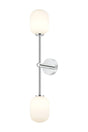 Whitley Tall Arm Wall Lamp 2 Light IP44 Polished Chrome/Opal Smooth Tubular Glass