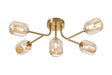 Whitley Linear Semi Flush Ceiling 5 Light IP44 Brass gold/Amber Smooth Tubular Glass